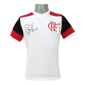 Camiseta Braziline Flamengo Retrô Zico 15636 - Branco - Tamanho P