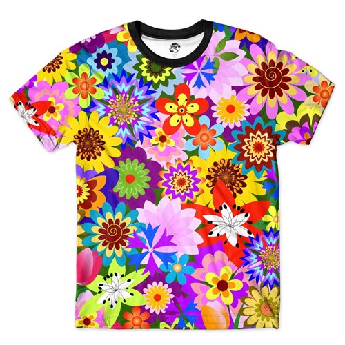 Camiseta BSC Floral Full Print Rosa