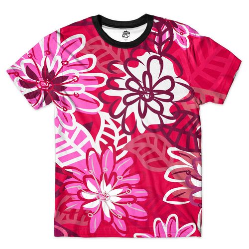 Camiseta Bsc Floral Full Print Rosa