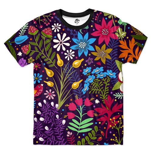 Camiseta BSC Floral Full Print Roxo