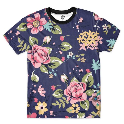 Camiseta Bsc Floral Full Print Roxo