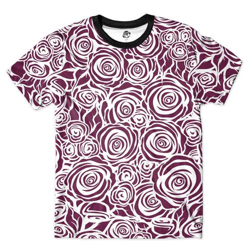 Camiseta Bsc Floral Full Print Roxo