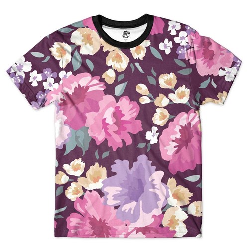 Camiseta BSC Floral Full Print Roxo