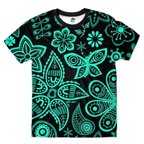 Camiseta BSC Floral Full Print Verde
