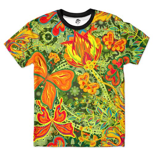 Camiseta Bsc Floral Full Print Verde