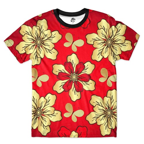 Camiseta BSC Floral Full Print Vermelho