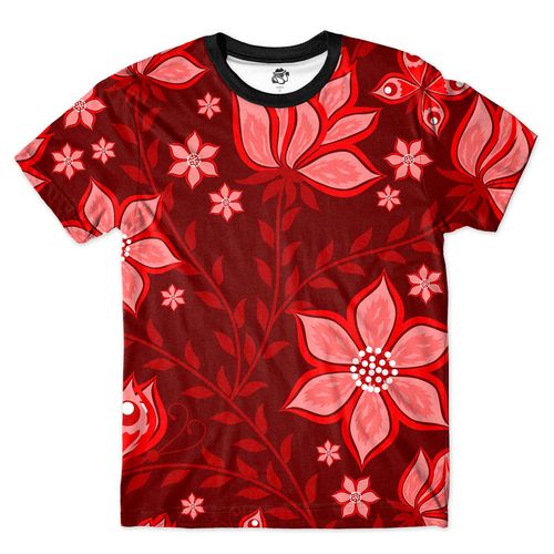 Camiseta Bsc Floral Full Print Vermelho