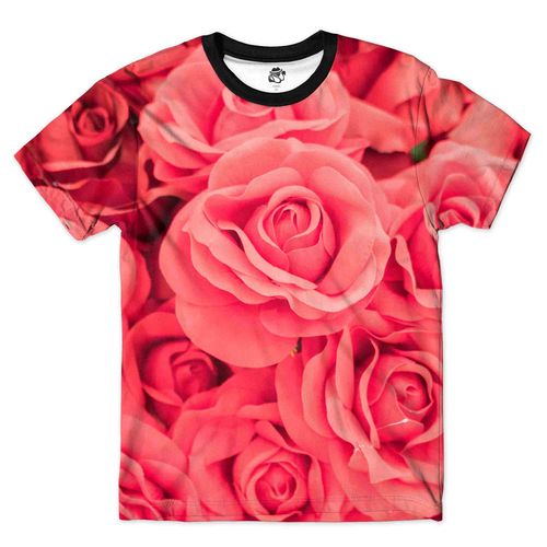 Camiseta Bsc Floral Full Print Vermelho