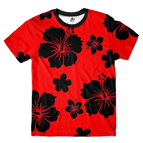 Camiseta BSC Floral Full Print Vermelho