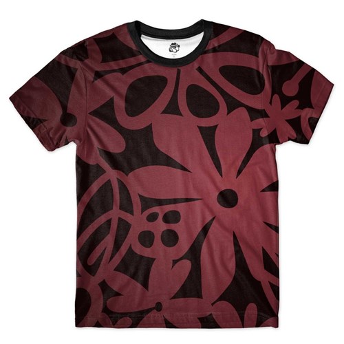 Camiseta BSC Floral Full Print Vinho