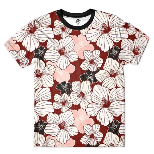 Camiseta BSC Floral Full Print Vinho
