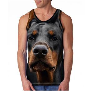 Camiseta Cachorro Dobermann Regata Masculina - P - Preto