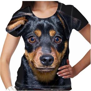 Camiseta Cachorro Pinscher Feminina PV - G - Preto