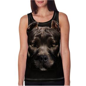 Camiseta Cachorro Pitbull Regata Feminina - M - Preto