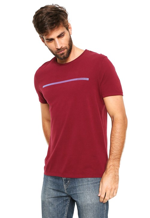 Camiseta Calvin Klein Jeans Estampada Vinho