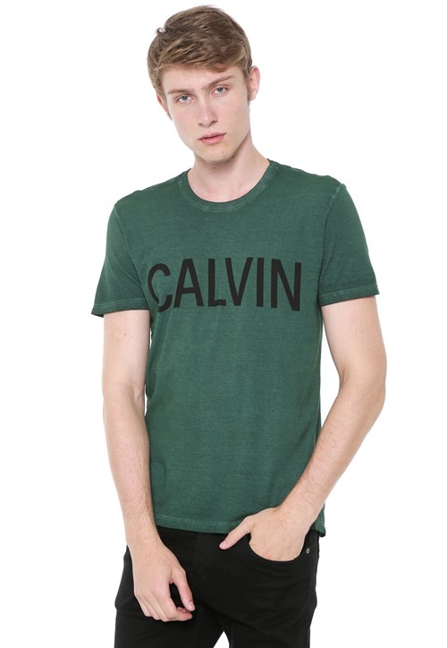 Camiseta Calvin Klein Jeans Logo Verde - Kanui