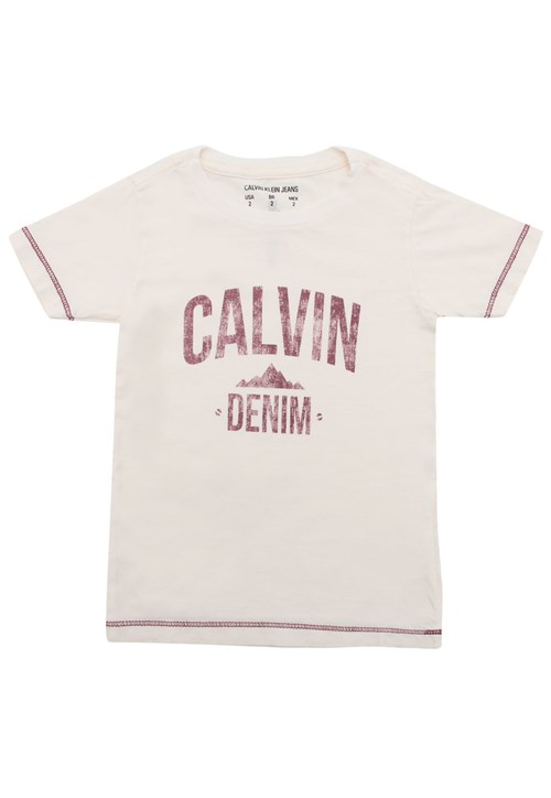 Camiseta Calvin Klein Kids Menino Escrita Off-White