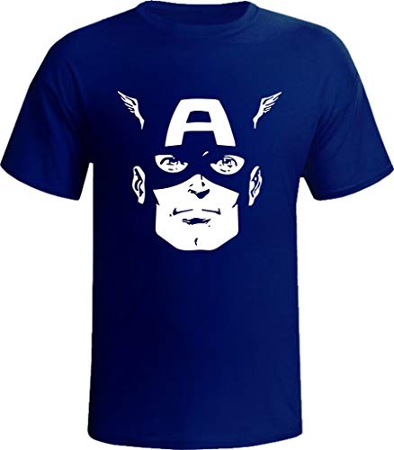 Camiseta Capitão América Rosto (azul, 10 Anos)