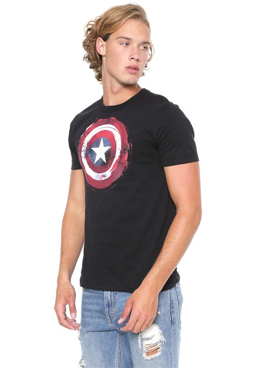 Camiseta Cativa Marvel Capitão América Preta