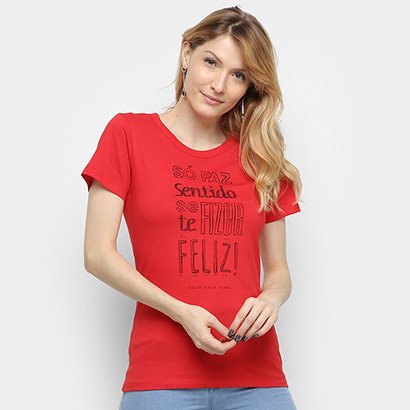 Camiseta Coca Cola Estampada Manga Curta Feminina