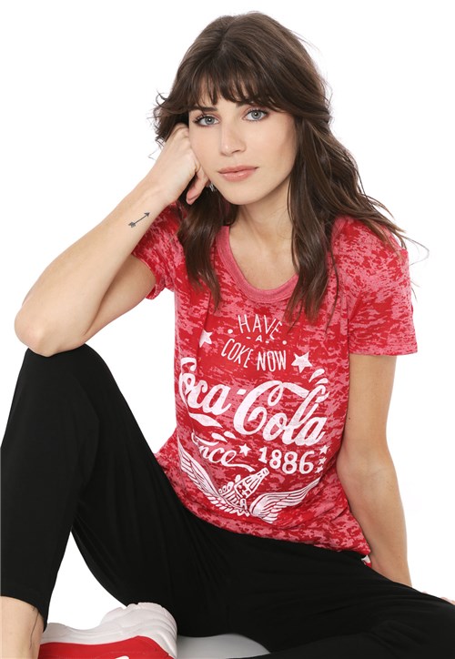 Camiseta Coca-Cola Jeans Devorê Vermelha