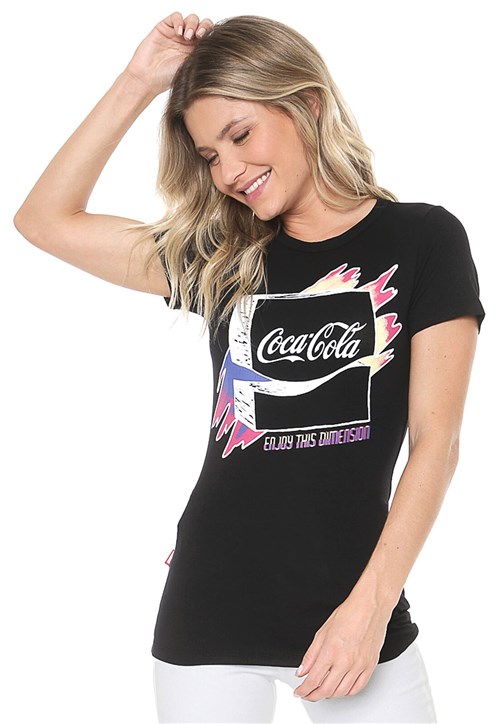 Camiseta Coca-Cola Jeans Estampada Preta