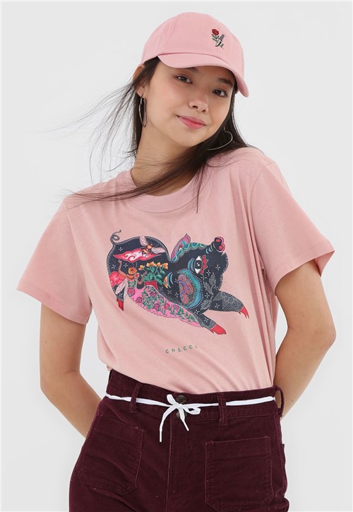 Camiseta Colcci Estampada Rosa - Kanui
