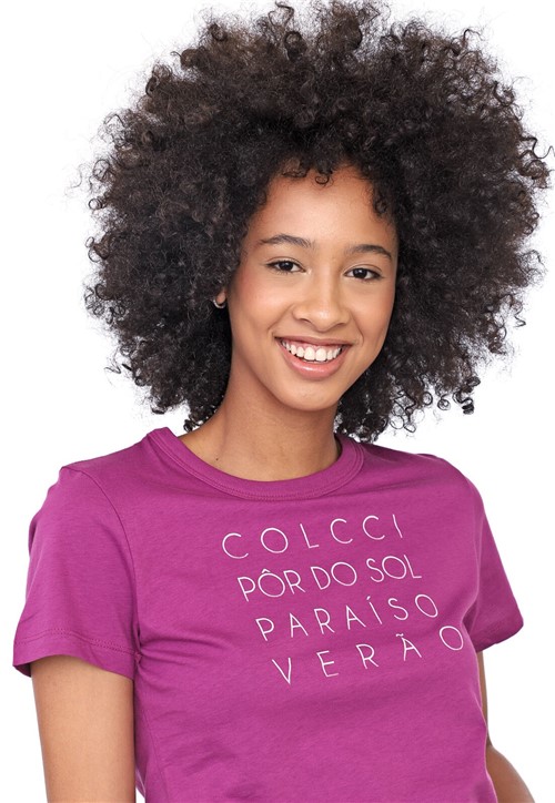 Camiseta Colcci Lettering Roxa