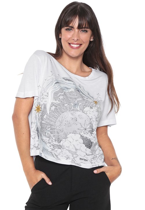 Camiseta Cropped Lez a Lez Lua Branca