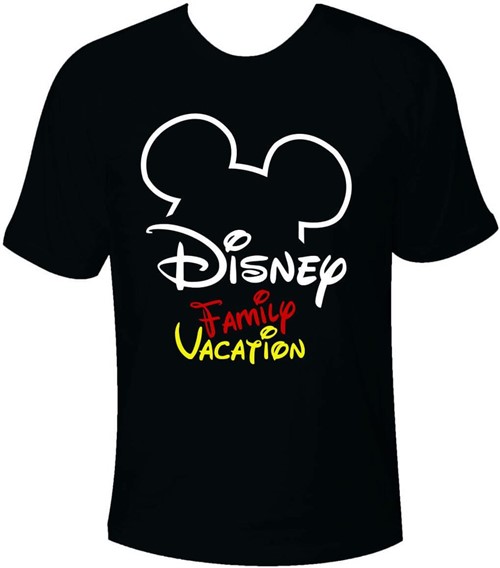 Camiseta Disney Family Vacation - Mickey (Preto, Camiseta P)