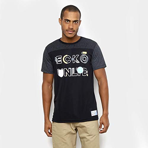 Camiseta Ecko Estampada Recorte Masculina - Preto - P