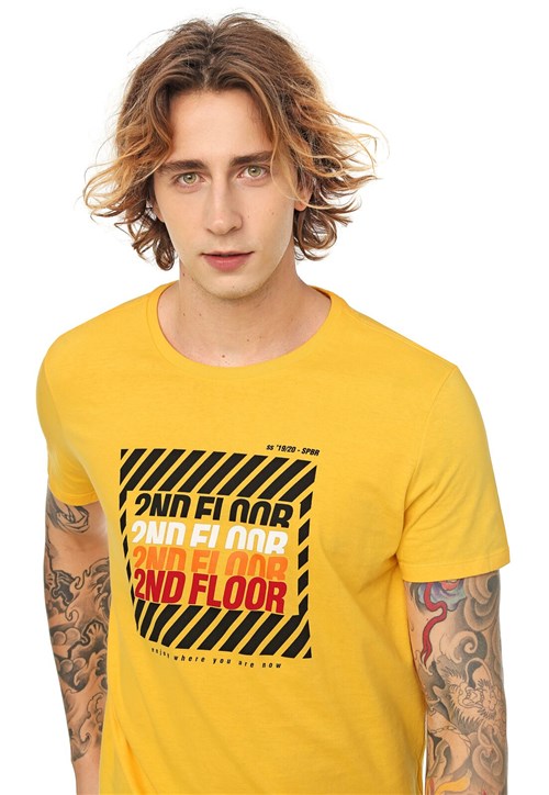 Camiseta Ellus 2ND Floor Lettering Amarela