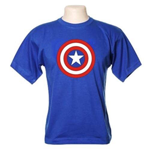 Camiseta Escudo Capitão América (azul, 10 Anos)