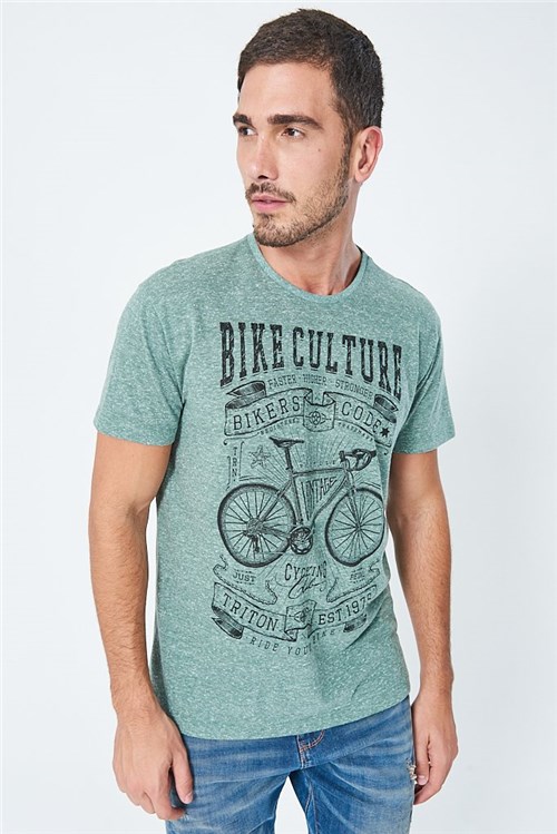 Camiseta Estampada Bike Culture (Verde Off, PP)