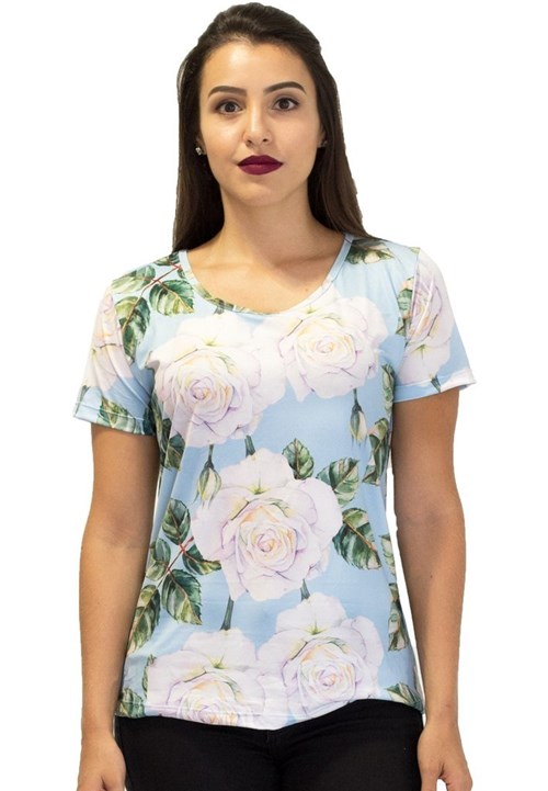 Camiseta Feminina Mary Lemon Rosas Brancas (P)
