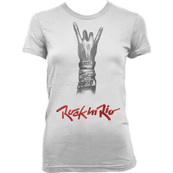 Camiseta Feminina Símbolo do Rock Branca - Dimona