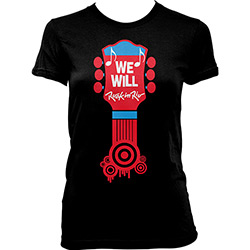 Camiseta Feminina We Will Rock In Rio Vermelha/Preta - Dimona