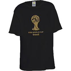 Camiseta FIFA Preta Masculina Emblema Oficial Poliéster
