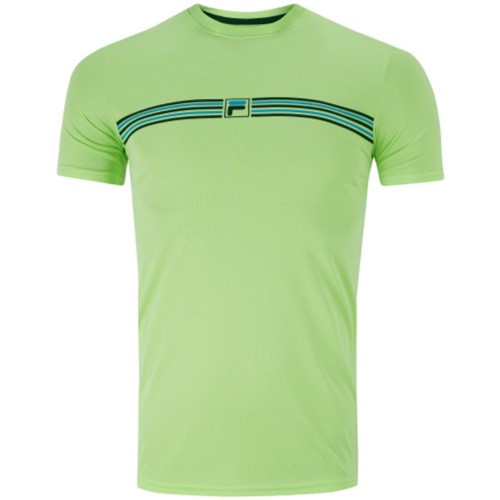 Camiseta Fila Masculina Box Stripes Verde Lima