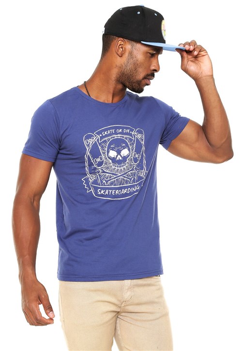 Camiseta FiveBlu Manga Curta Skull Azul