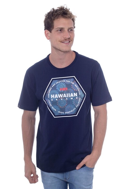 Camiseta Hawaiian Dreams Básica Azul Marinho