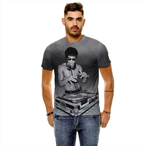 Camiseta Homem de Ferro Bruce Lee Dj Masculina Slim