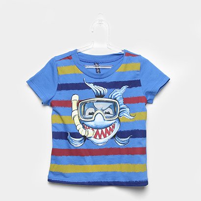Camiseta Infantil Cativa Listrada Tubarão Masculina