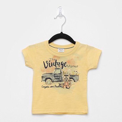 Camiseta Infantil Elian Flamê Vintage Masculina