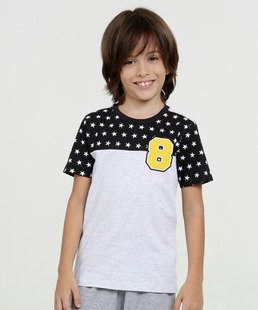 Camiseta Infantil Estampa Estrelas Manga Curta MR