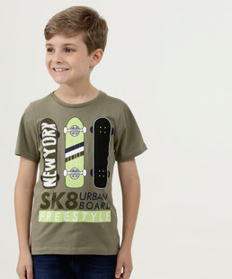 Camiseta Infantil Estampa Skate Manga Curta MR