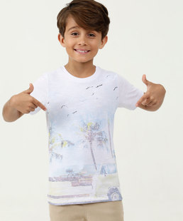 Camiseta Infantil Estampa Tropical Manga Curta MR