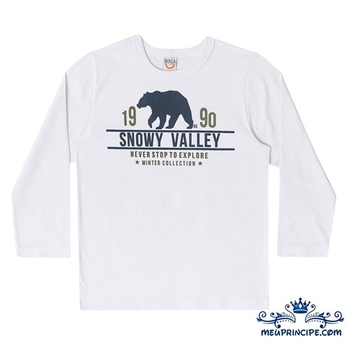 Camiseta Infantil Manga Longa Branca Urso (6)