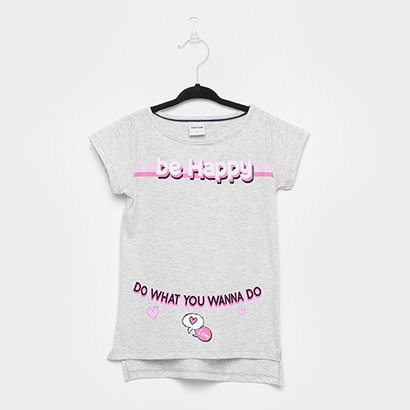 Camiseta Infantil Rovitex Be Happy Alongada Feminina