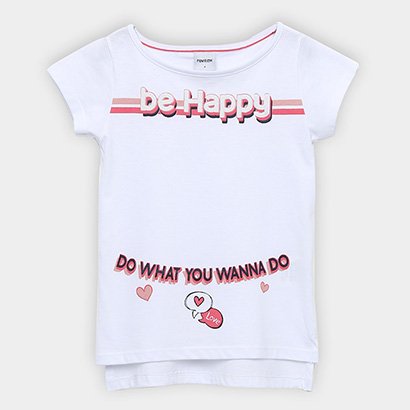 Camiseta Infantil Rovitex Be Happy Alongada Feminina